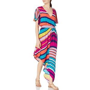 Trina Turk "Catch-A-Wave" Striped Swimsuit Cover-Up Dress, Multicolor